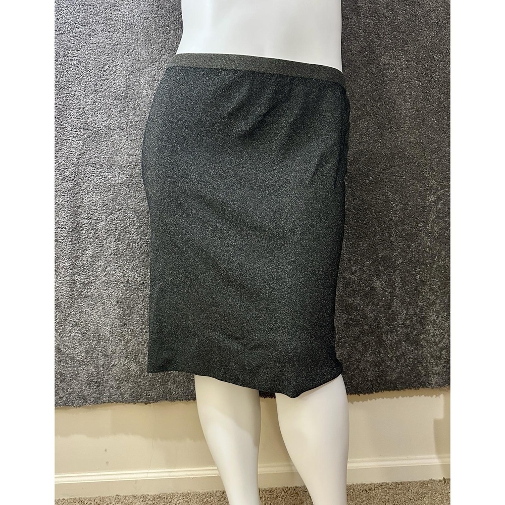 Grace Dane Lewis Plus Size 1X Black Knit Pencil Skirt Stretch Elastic Waist Chic
